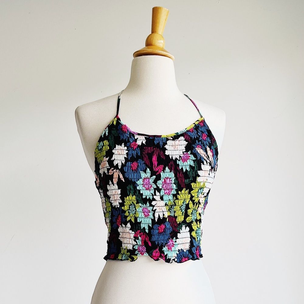 GUESS | Smocked Floral Halter Top | S